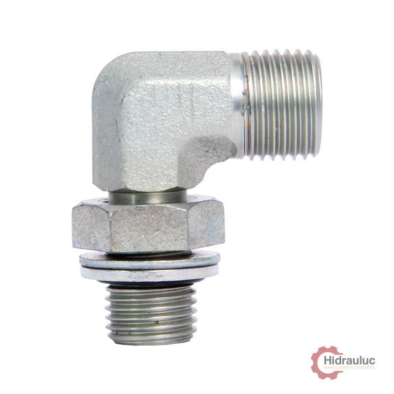 Cotovelo 90° Macho BSP Orientável DIN 2353 – Série Leve – Tubo Ø 6mm × 1/4" BSP – Somente Corpo (sem porca e anel)