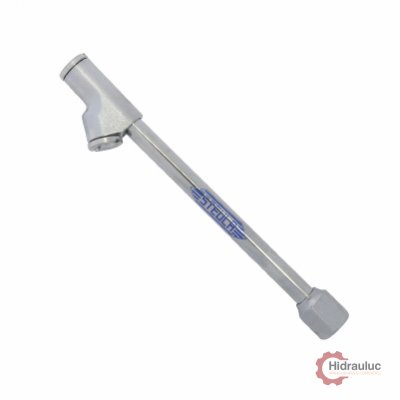 Comp. 250 mm Bico duplo p/ encher pneus, c/ retenção, em metal, c/ cabeçote reto-