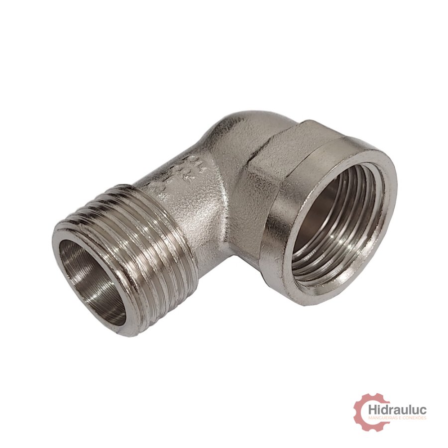 Cotovelo 90º, roscas ¼ BSP macho x ¼ BSP fêmea (Forjado em Latão)