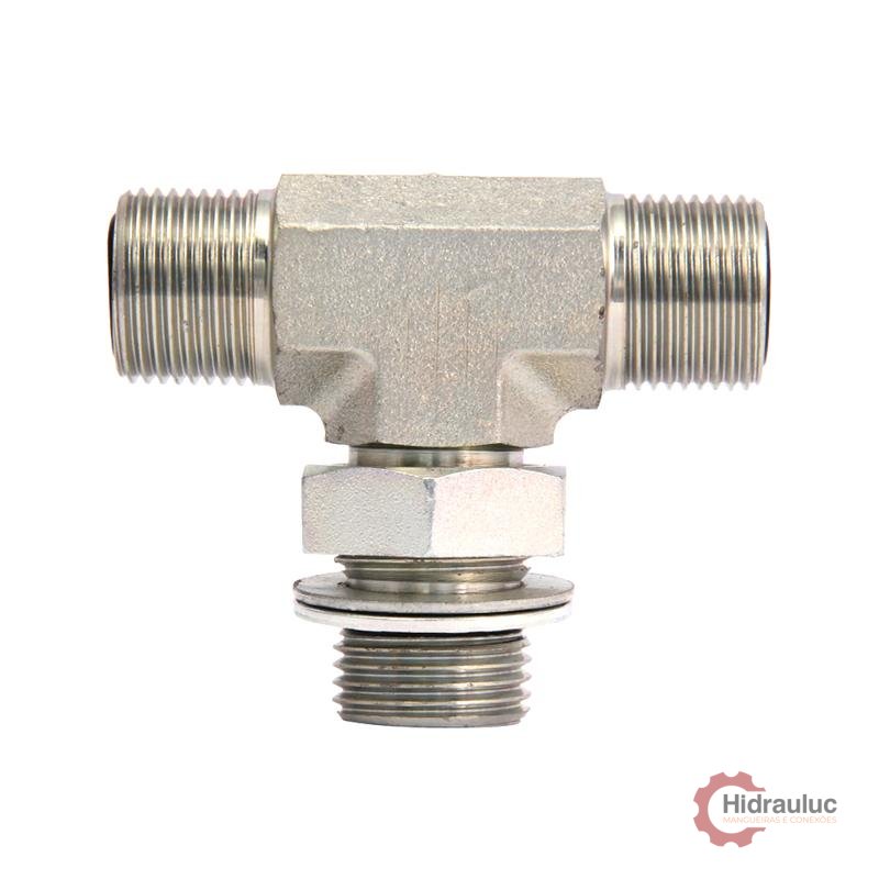 Tee Macho ORFSxm.BSP Orientável Central - 9/16X18X1/4X19